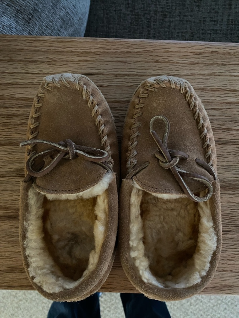 L.L. Bean Kids Chestnut Suede Moccasin Slippers